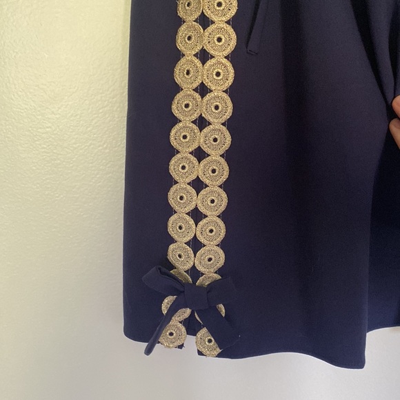 Lilly Pulitzer navy dress with gold embroidery - Picture 3 of 5